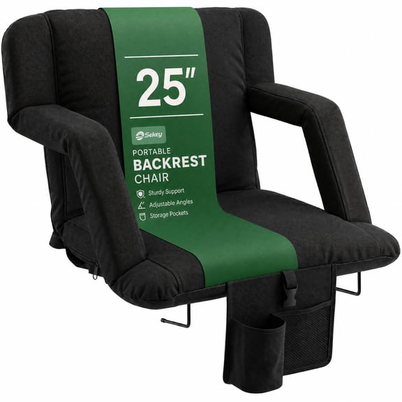 Sekey 25" Sofa Stadium Seats with Back Support, 1pc, Black