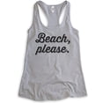 thumbnail image 1 of Beach Please Tank Top, Ladies Racerback Tank Top, Cute Beach Tank, Vacation Tank, Vacay Tank, Heather Gray, Large, 1 of 3