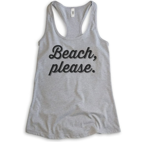 Beach Please Tank Top, Ladies Racerback Tank Top, Cute Beach Tank, Vacation Tank, Vacay Tank, Heather Gray, XX-Large