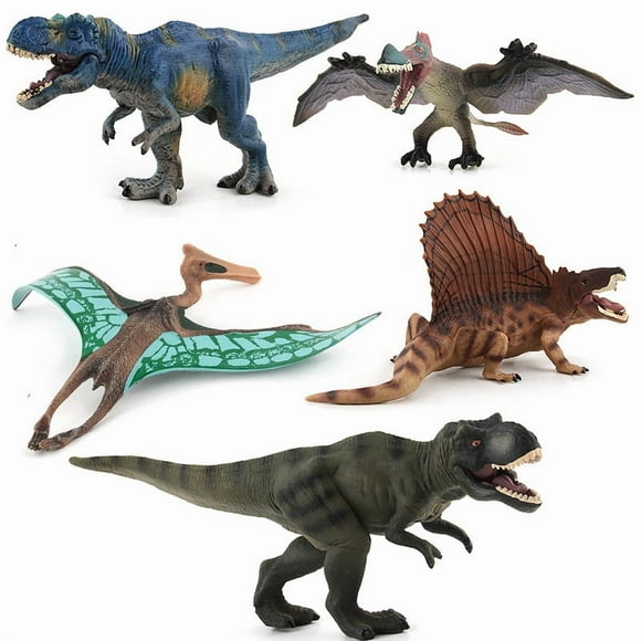 Set de figuras de dinosaurios jurásicos realistas, 5 piezas, T-Rex, Pteranodon