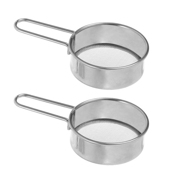OUNONA 2Pack Stainless Steel Flour Sieve for Baking with Simple Design in Silver