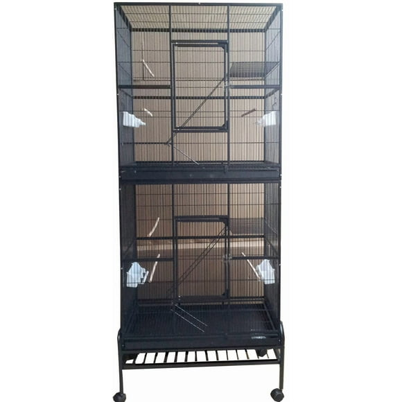 2 Color, Extra Large Double Stackable Wrought Iron Flight Bird Breeding Cage for Canary Parakeet Cockatiel Lovebird Finch Bird Cage with Metal Tray and Removable Stand