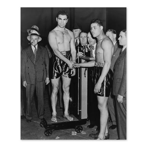 HISTORIX Vintage 1936 Joe Louis & Max Schmeling Photo Print - Old Photo of Joe Louis and Max Schmeling Weigh In Wall Art Poster