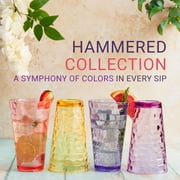 Bravario Hammered Plastic Drinking Tumbler, Dishwasher-Safe Water Glasses, BPA-Free Reusable Mixed Colors Assorted Stackable Cups, 22 oz Set of 6