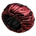 thumbnail image 1 of Gorro de satén para mujer, gorro de noche, gorro de baño con gorro elástico para dormir, turbante para cabello largo y liso, cuidado del cabello, baño Vino rojo Yinane Gorro para dormir, 1 of 8