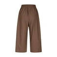 thumbnail image 6 of Capri Pants for Women Solid Summer Lounge Capris Elastic Waisted Cotton Linen Crop Trousers for Casual with Pockets, 6 of 7