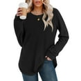thumbnail image 5 of MXUIKV Sweaters for Women Long Sleeve Crewneck Fleece Soft Comfy Loose Fitted Pullover Womens Sweaters Solid Color, 5 of 7