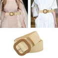 thumbnail image 5 of Ladies Wide Straw Woven Waist Belt Elastic Square Buckle Style 50mm Wide Long Linen Waistband Skinny for Gift Dress Women Jeans, 5 of 8