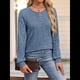 thumbnail image 4 of Suéter para Mujer, Camisetas Henley de Larga, Túnicas para Usar con Leggings, Suéteres de Cuello Redondo A . Azul L, 4 of 8