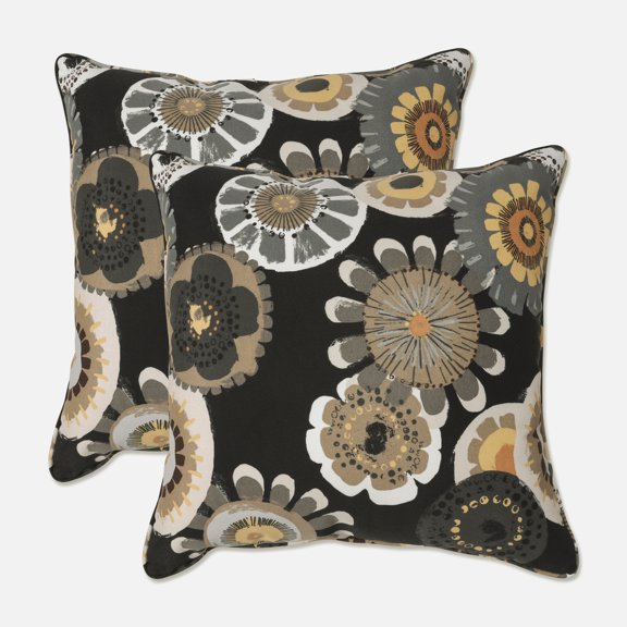Pillow Perfect 18.5-inch Corded Square Outdoor Throw Pillows (Set of 2) - Crosby Ebony