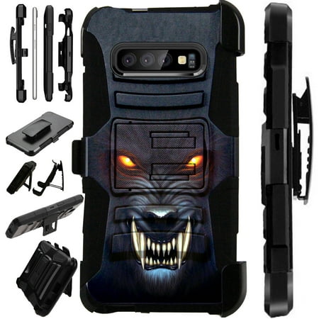 Compatible Samsung Galaxy S10 Plus S 10 Plus (2019) Case Armor Hybrid Phone Cover LuxGuard Holster (Angry