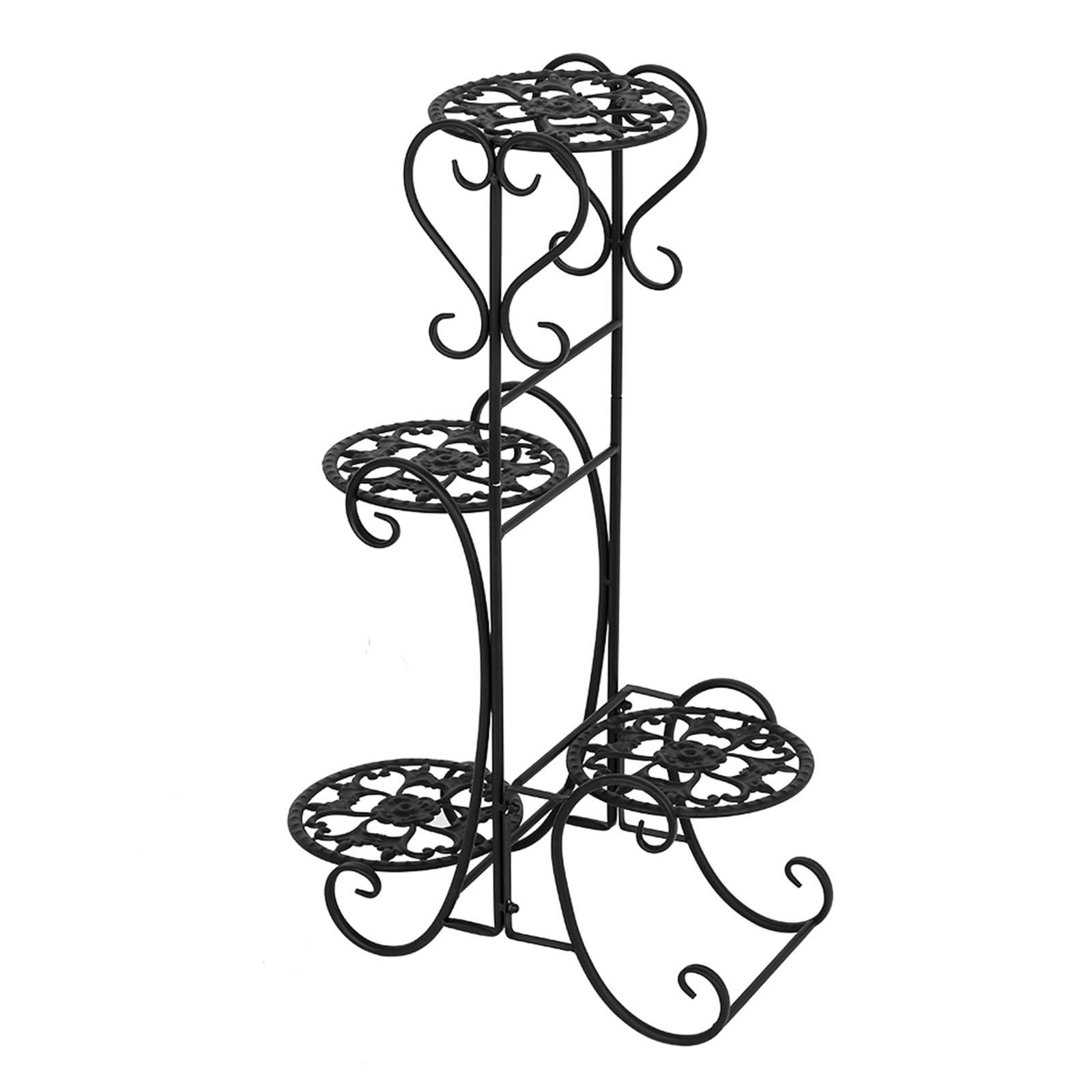 4 Potted Rounded Flower Metal Shelves Plant Pot Stand Decoration For 