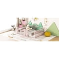 thumbnail image 3 of Full Size Minimalist Metal Floor Bed Frame, Montessori Bed with Fence and Door, Low Children Bed for Boy & Girl,Pink, 3 of 7