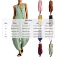 thumbnail image 3 of Vynhevius Women's Scoop Neck Jumpsuit Sleeveless Asymmetric Button Front Pockets Loose Harem One Piece, 3 of 6