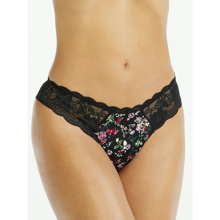 NWT Womens Joyspun Solid/Floral 3 Pack Stretch Cheeky Panties Size