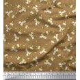 thumbnail image 1 of Soimoi Brown Silk Fabric Dot,Leaves & White Flower Floral Decor Fabric Printed Yard 42 Inch Wide, 1 of 1