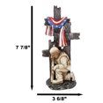thumbnail image 3 of Kneeling Soldier In Prayer By 3 Rugged Crosses American Flag Memorial Figurine, 3 of 9