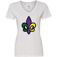 thumbnail image 3 of Inktastic Fleur De Lis Mardi Gras Holiday Women's V-Neck T-Shirt, 3 of 5