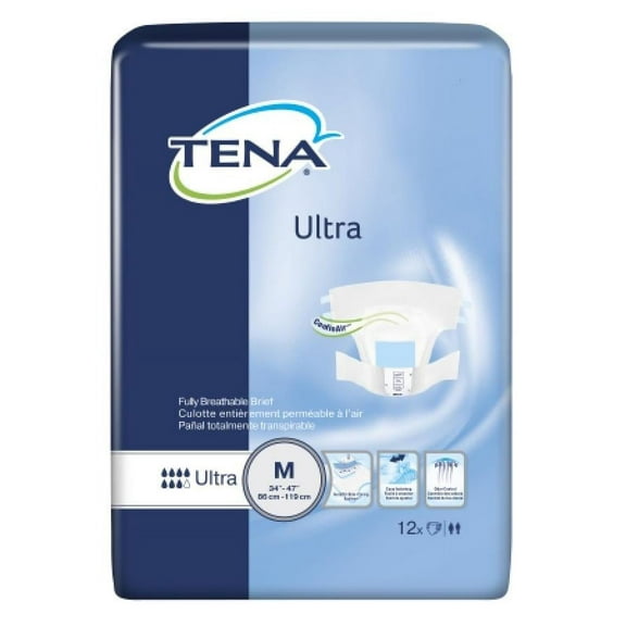 TENA Ultra Briefs, Heavy Absorbency, Medium, 12 Count