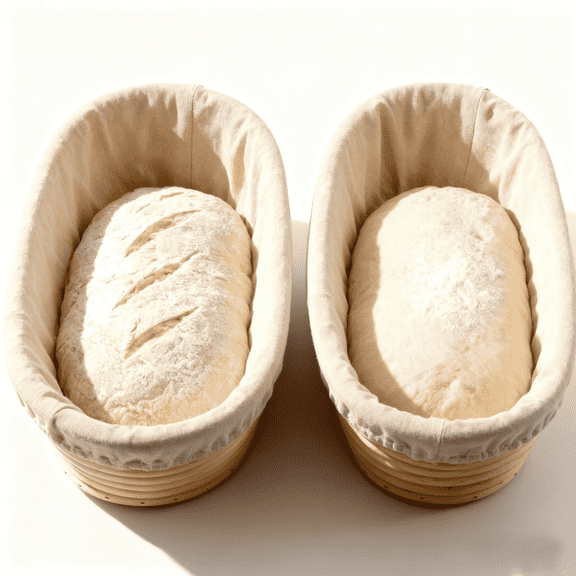 COSANO 2-Piece Banneton Basket Set: Oval Dough Proofing Bowls for Sourdough Bread - Food-Grade Rattan, Perfect for Professional & Home Bakers