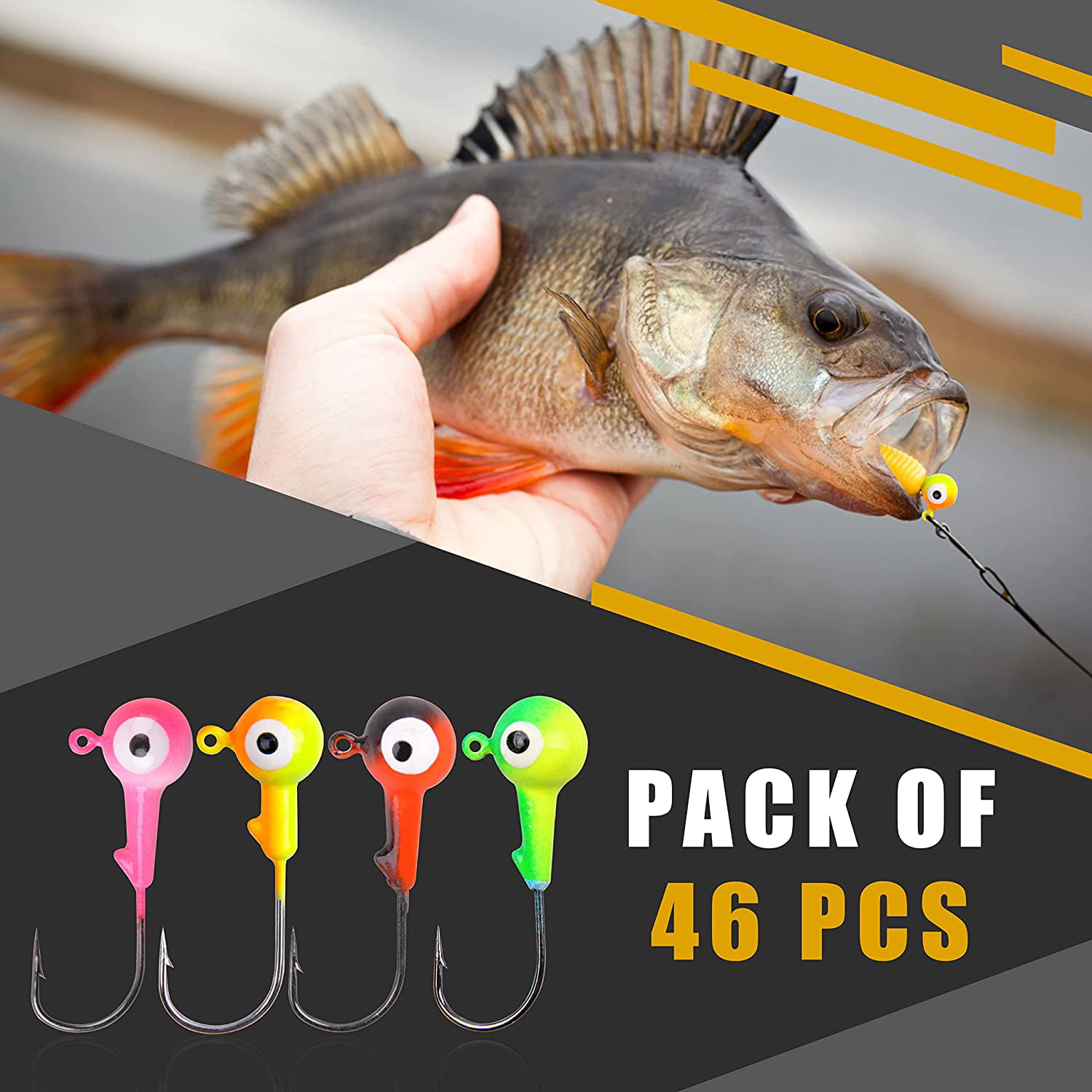 Fishing Jig Head Hooks Kit- 46pcs Crappie Fishing Jig Hooks for