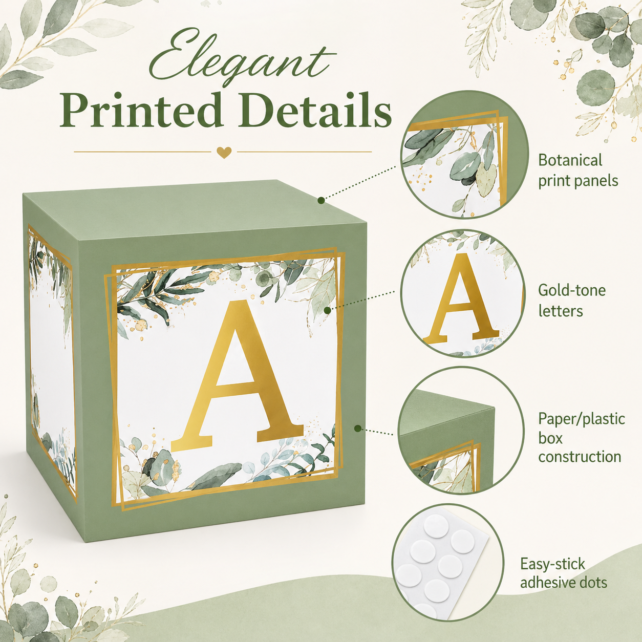 Happy Greetings Sage Green Baby Boxes Decoration Set, 4-Pack photo 3