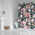 thumbnail image 2 of Waterproof Retro Flowers Green Illustration Shower Curtain 72x72 Inch Boho Style Polyester Unique Shower Curtain for Bathroom Hotel Home Decor with 12 Plastic Hooks, 2 of 5