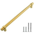 thumbnail image 2 of Modket M1608 Modern Euro Bar Cabinet Handle 304 Stainless Steel — 11-3/4" Overall Length, 10-1/8" (256mm) Hole Centers, Satin Brass Gold— 15-Packs, 2 of 7