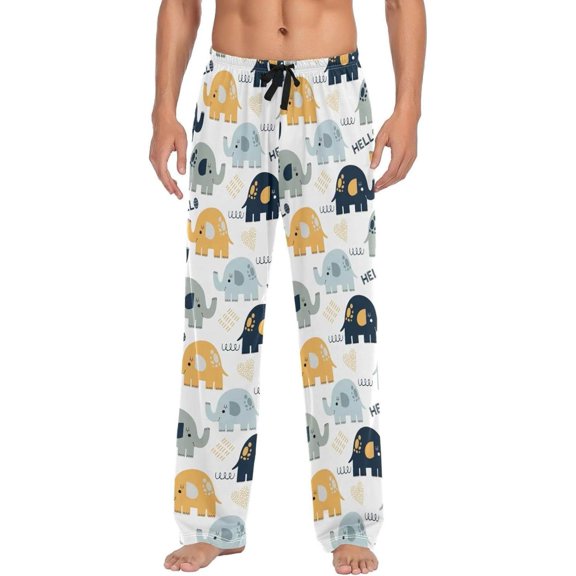 GZHJMY Elephant Pajama Pants for Men, Lounge Pants Lightweight Men Pajama Bottoms with Drawstring Pockets, Christmas New Year Birthday Gifts, Large