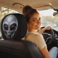 thumbnail image 7 of Car Headrest Covers, Soft Polyester Fabric with Funny Cartoon Print, Stretchy Seat Headrest Protector for Auto Interior Decoration (Extraterrestrial), 7 of 7