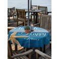thumbnail image 2 of Outdoor Tablecloth with Umbrella Hole for Patio/Picnic/Party/Camping, Coastal Starfish Waterproof Table Cloth Round Cover Washable, Nautical Marine Life Blue Wooden Grain (Dia 60"), 2 of 8