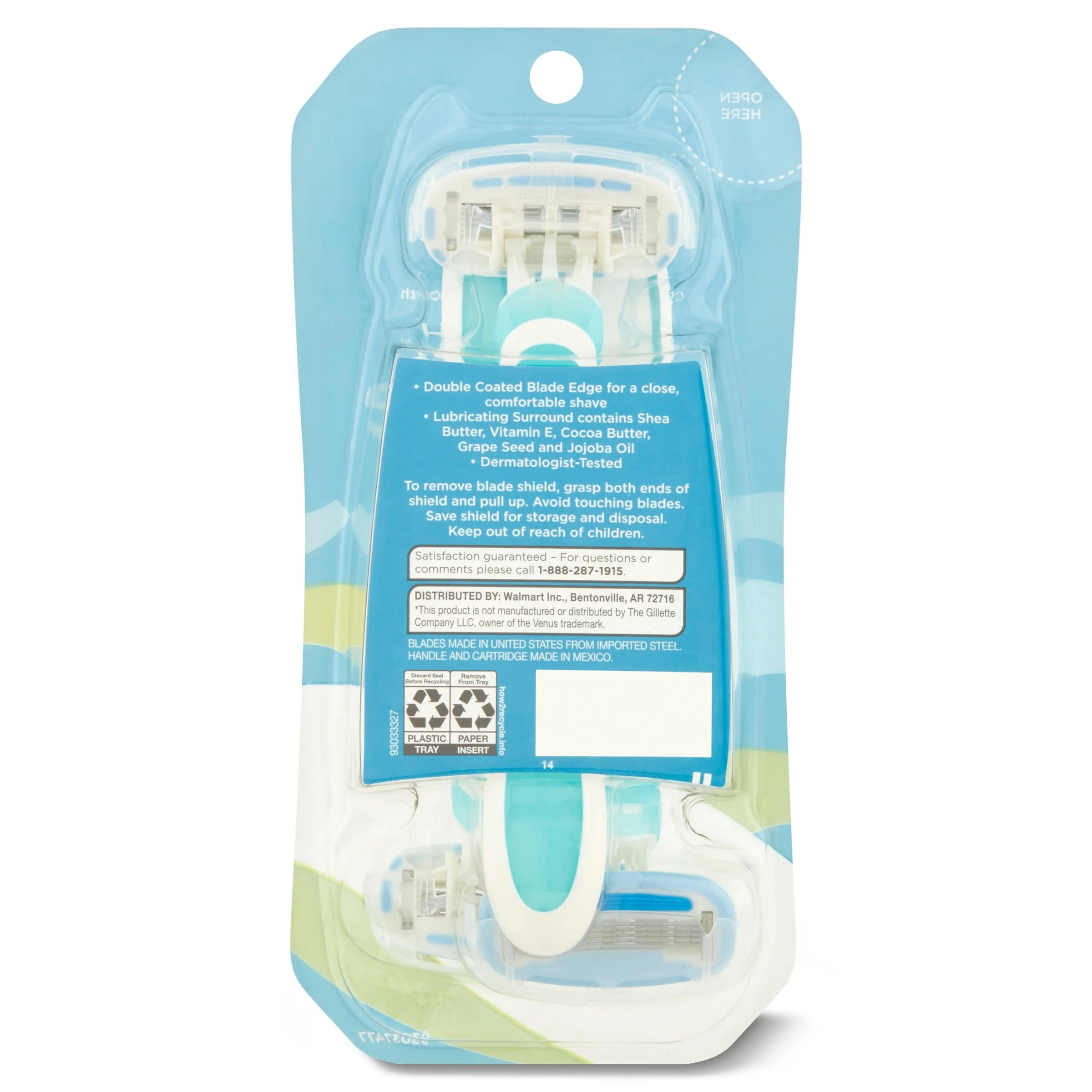 Equate Women's 5-Blade Disposable Razors, Blue, 3 Count