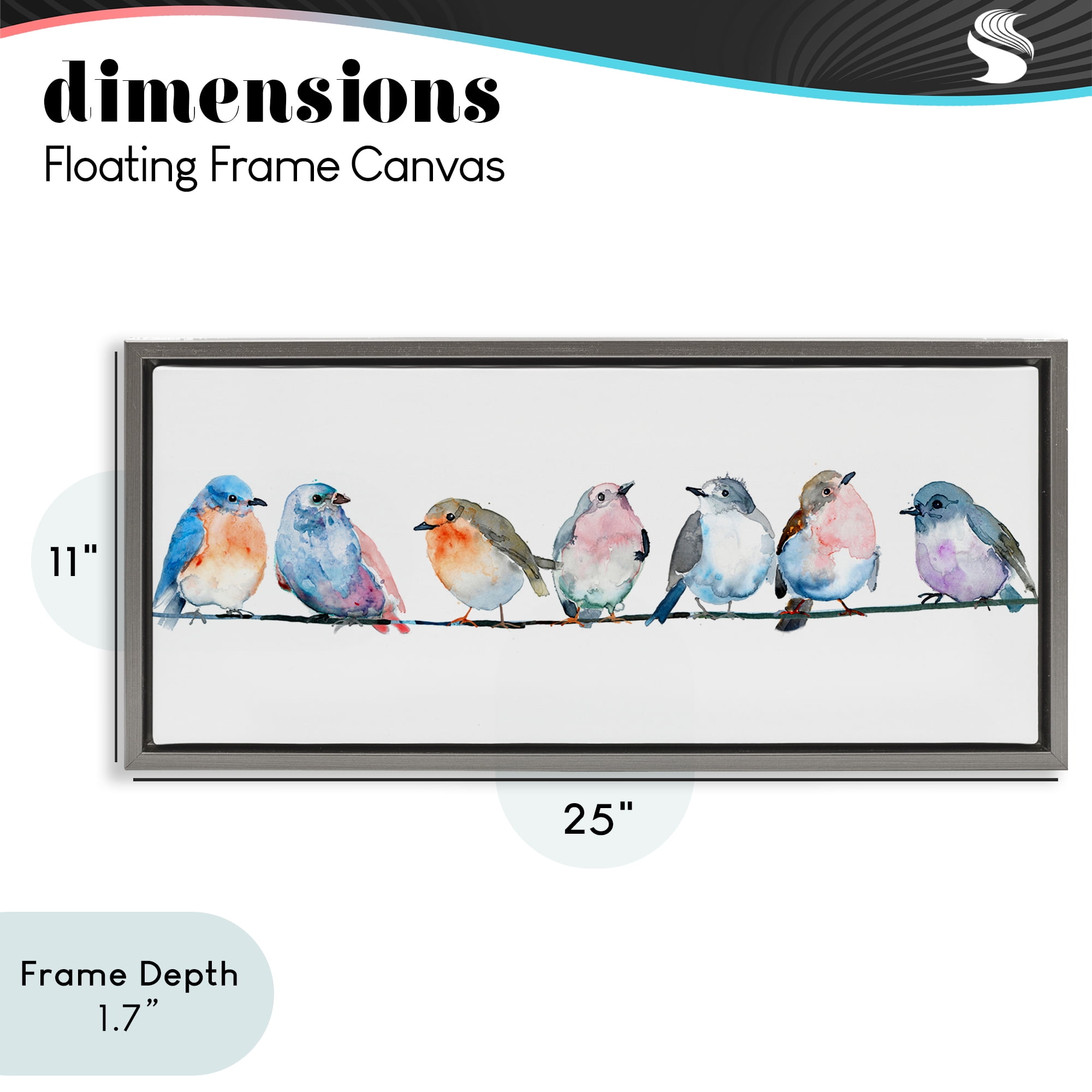 Stupell Industries Perching Pastel Birds Gray Framed Floater Canvas Wall Art, design by Lorenzo Collective