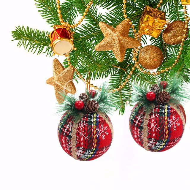 Bola de Navidad a cuadros Fiudx para decoración de árbol de Navidad tejido de aguja plástico de burbujas