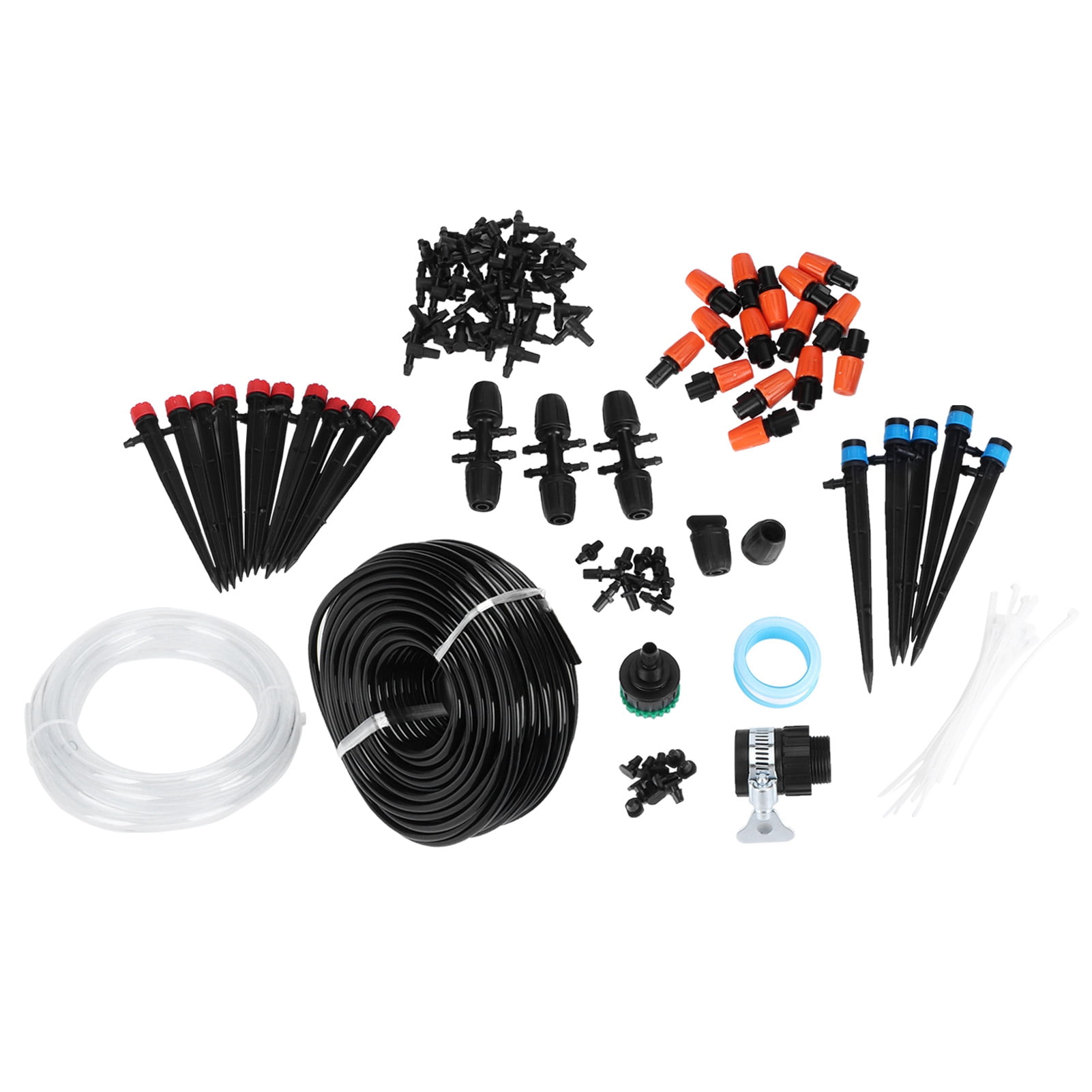 Rupoun 131.2 ft / 40m Drip Irrigation Kit Automatic Plant Watering System with Misters, Sprinklers, and Adjustable Flow Nozzles for DIY Garden and Greenhouse