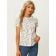 thumbnail image 3 of Allegra K Blusa con estampado floral retro con cuello Peter Pan para mujer Blanco crema M, 3 of 6