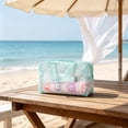 thumbnail image 3 of OCCOA PVC Floral Toiletry Bag for Women Large Capacity Waterproof Travel Makeup Bag with Handle Hanging Cosmetic Organizer for Vacation Business Trip Gym, Green, 3 of 6