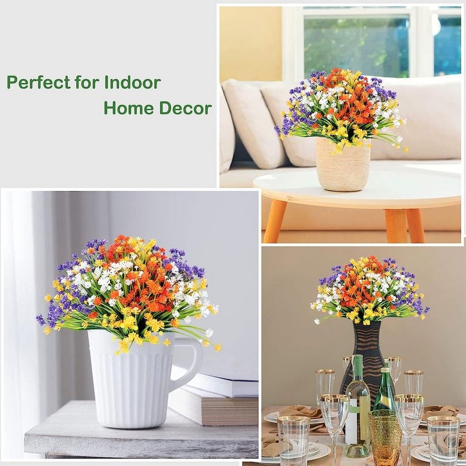 MAMOWEAR Artificial Flowers Outdoor UV Resistant Fake Flowers, Faux Plastic Flowers for Decoration Home Kitchen Garden Wedding Party Décor