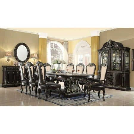 Mcferran D5188 Ebony Gold Gothic Double Pedestal Dining Table Set Departments