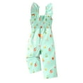 thumbnail image 1 of Odeerbi 6M-4Y Niñas Verano Pascua Rompers Ruffle Satén Traje de Pierna Ancha Casual Cómodo Sin Mangas Pantalones Generales Con Banda de Cabeza, 1 of 8