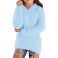 thumbnail image 2 of UACY Girls Fuzzy Fleece Sherpa Pullover Hoodie Sweatshirt V Neck Solid Color Fluffy Coat Pockets Cozy Warm Winter Outwear Kids Clothes (Light Blue, 7-8 Years), 2 of 5
