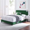 thumbnail image 3 of Pemberly Row Channel Tufted Performance Velvet Queen Bed in Emerald Green, 3 of 8