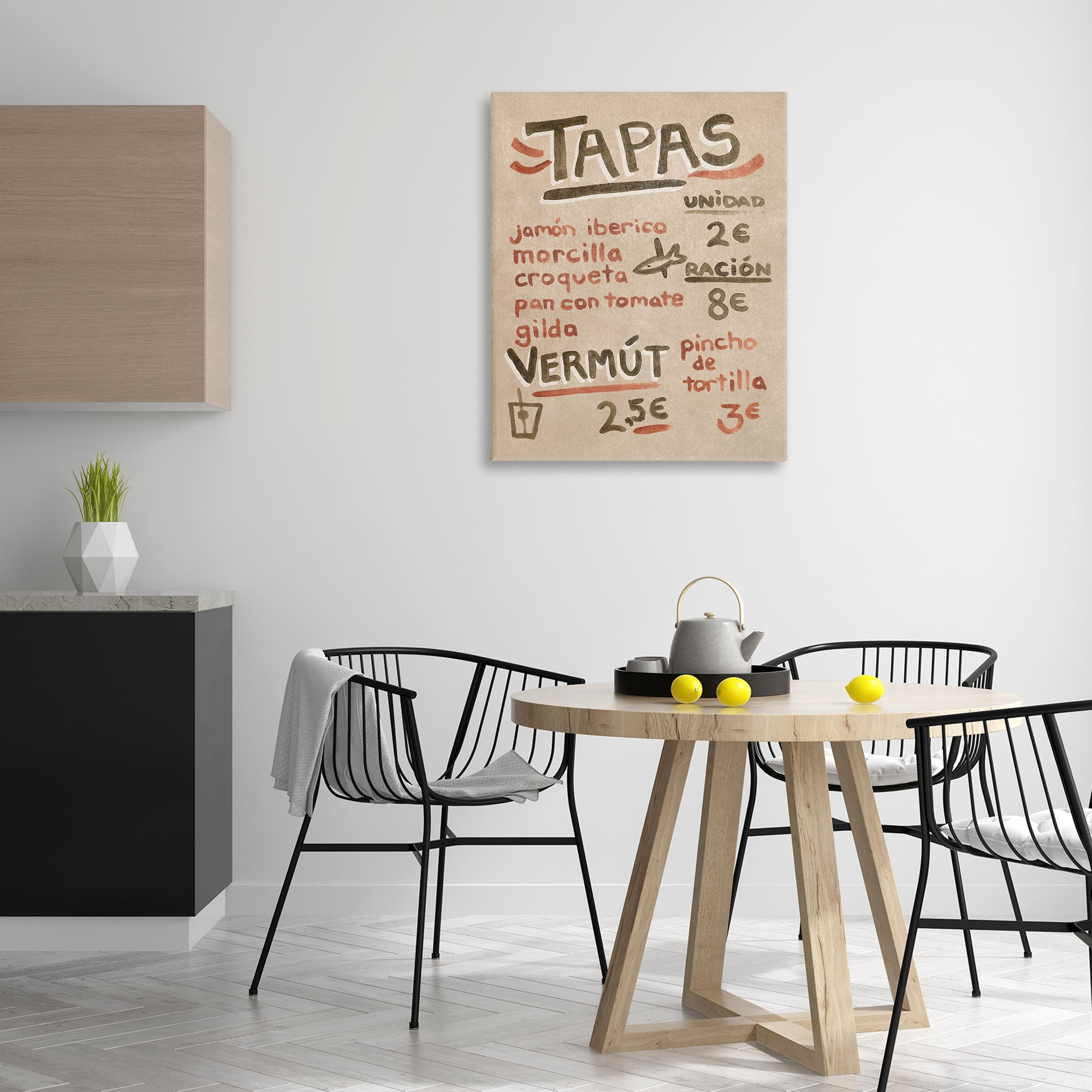Stupell Industries Spanish Tapas Menu Food & Beverage Painting Wrapped Canvas Art Print Wall Art, 30 x 40