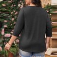 thumbnail image 5 of Pincandy Women Plus Size Neck 3/4 Sleeve Casual Tshirts Loose Basic Tunic Tees Shirts Dressy Casual Henley V-Neck Summer Tops Pleated T-Shirts Loose Fit Tunic Blouses,Dark Gray,2XL, 5 of 7