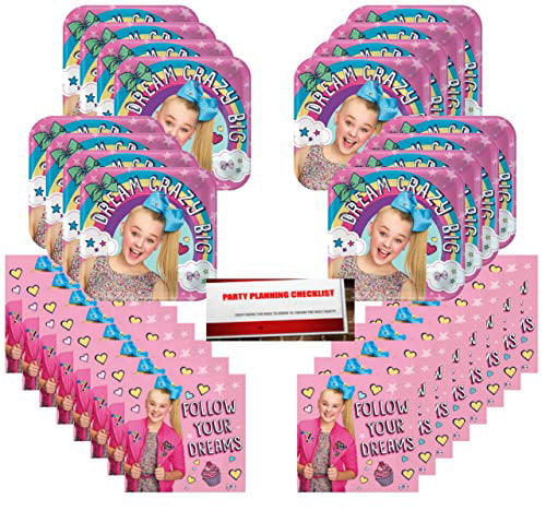 Plus Party Planning Checklist by Mikes Super Store JoJo Siwa Joelle Joanie Pink Party Supplies Bundle Pack for 16 