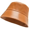 thumbnail image 4 of CoCopeaunts Leather Bucket Hat Four Seasons Casual All-Match Men Fisherman Hat Out Sun Protection Camping Basin Hat for Women, 4 of 8