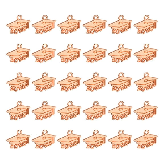 Uxcell 60 Pcs Metal Year Number Charm, 2026 Graduation Tassel Year Charms for Bracelets Earrings Graduate Hats Tassel DIY Crafting, Rose Gold