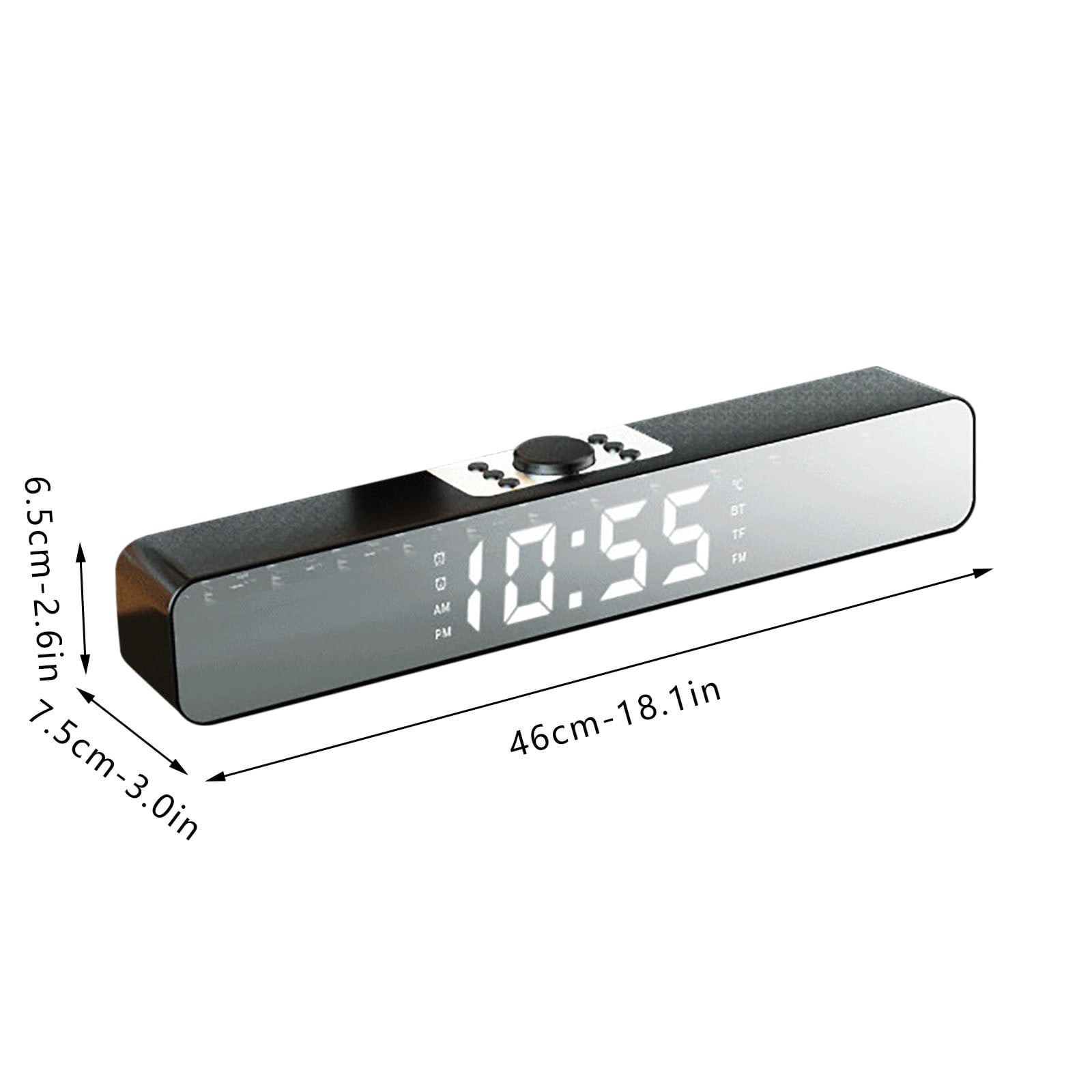 ZFYXGS Clock Bluetooth Speaker Long Desktop Alarm Clock Audio Mirror Clock