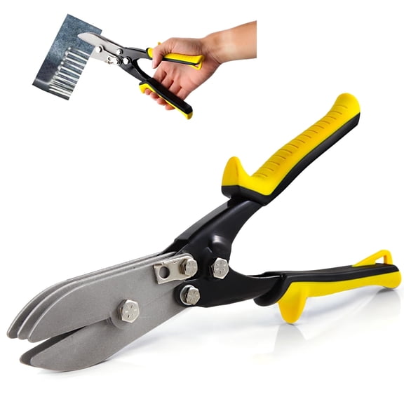 5-Blade Hand Crimper Sheet Metal Tools, Hvac Tool for 24-28 Gauge Duct Work Downspout and Stove Pipe, 10-1/2" Sheet Metal Crimper Gutter End Cap Duct Crimping Tool