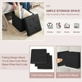 thumbnail image 6 of VECELO 15" Foldable Tufted Linen Storage Ottoman, Square Cube Foot Rest Stool/Seat Toy Chest, Black, 6 of 7